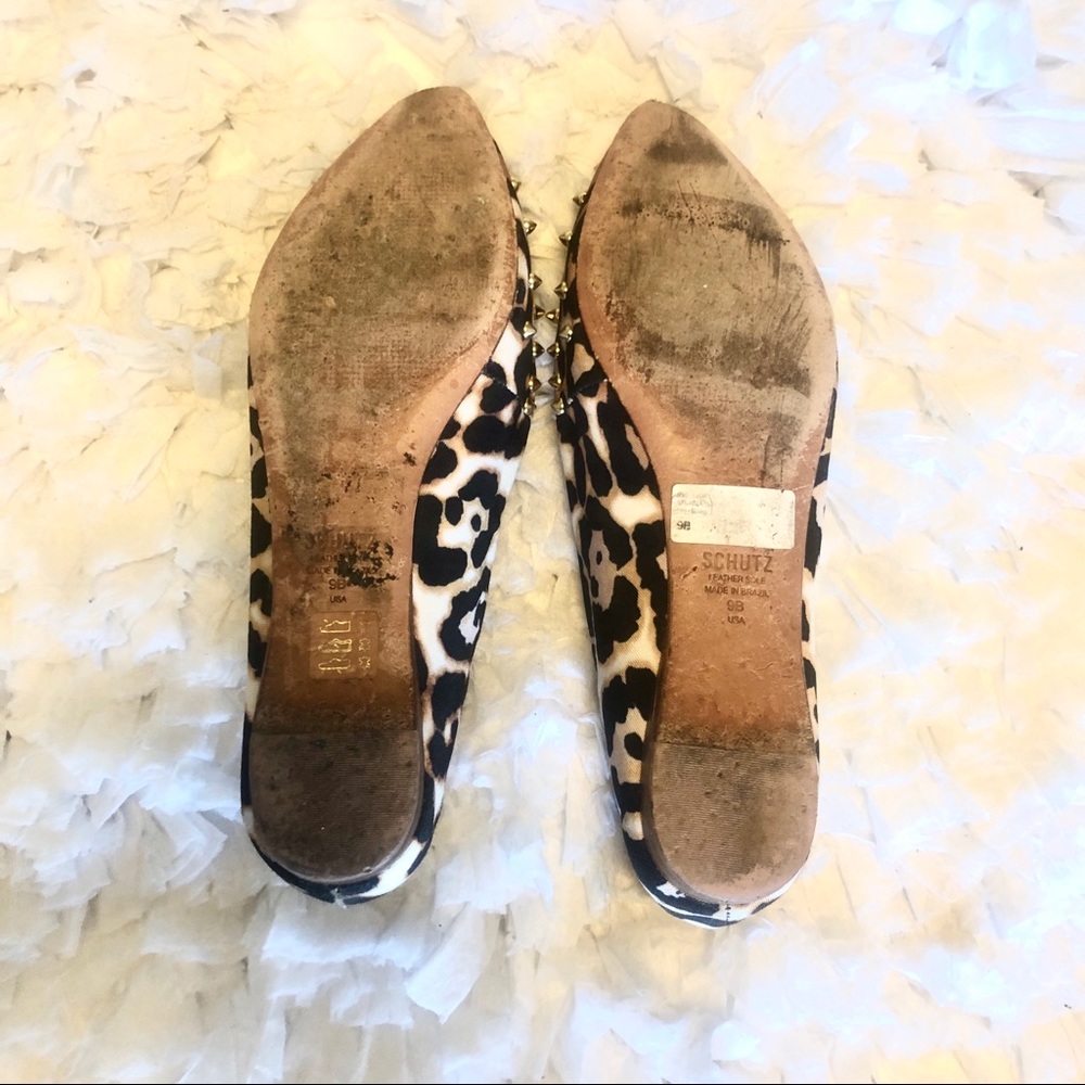 SCHUTZ Leopard Print Stud Flats Size 9 - Picture 3 of 9